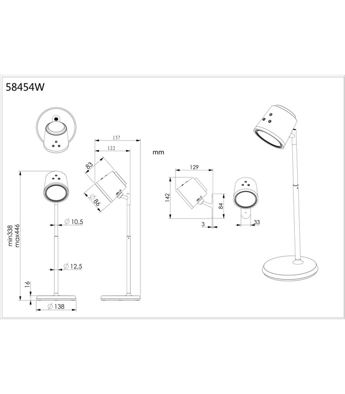 Meeya Desk Task Lamp White Matt LED Dimmable 3000-6500K Touch Dimmer-17