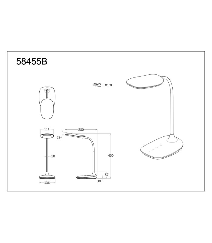 Botal Desk Task Lamp Black Glossy LED Dimmable 4000-6500K Touch Dimmer-12