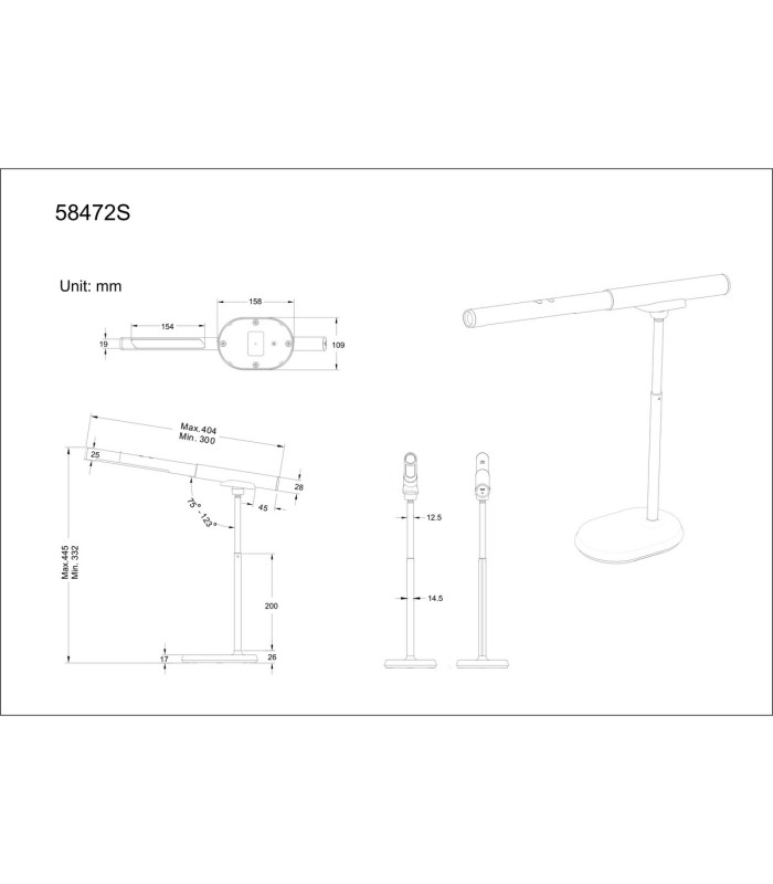 Milan Desk Task Lamp Matt Black LED Dimmable 4000-6500K Touch Dimmer-17