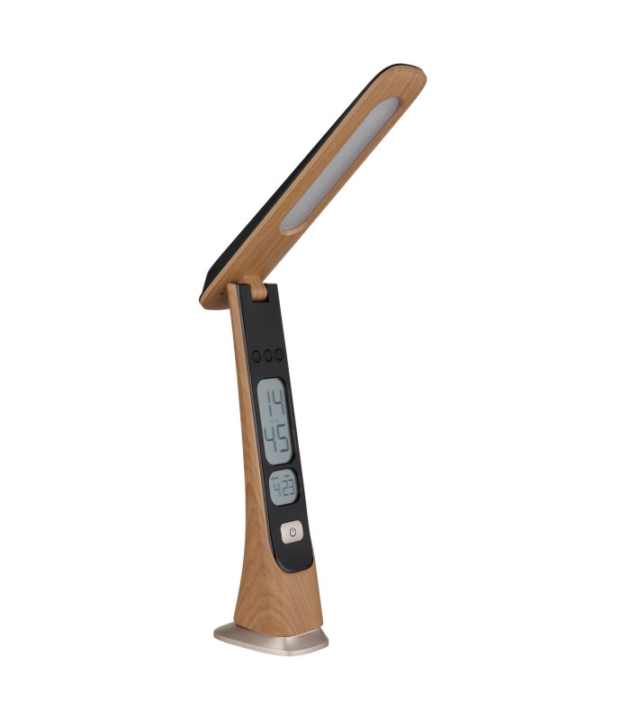 Averie Desk Task Lamp Wood Look Dark LED Dimmable 4000-3000K Touch Dimmer Clock-2