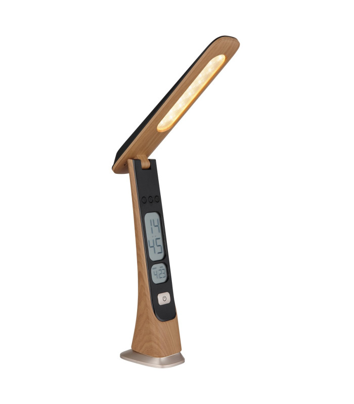Averie Desk Task Lamp Wood Look Dark LED Dimmable 4000-3000K Touch Dimmer Clock-4