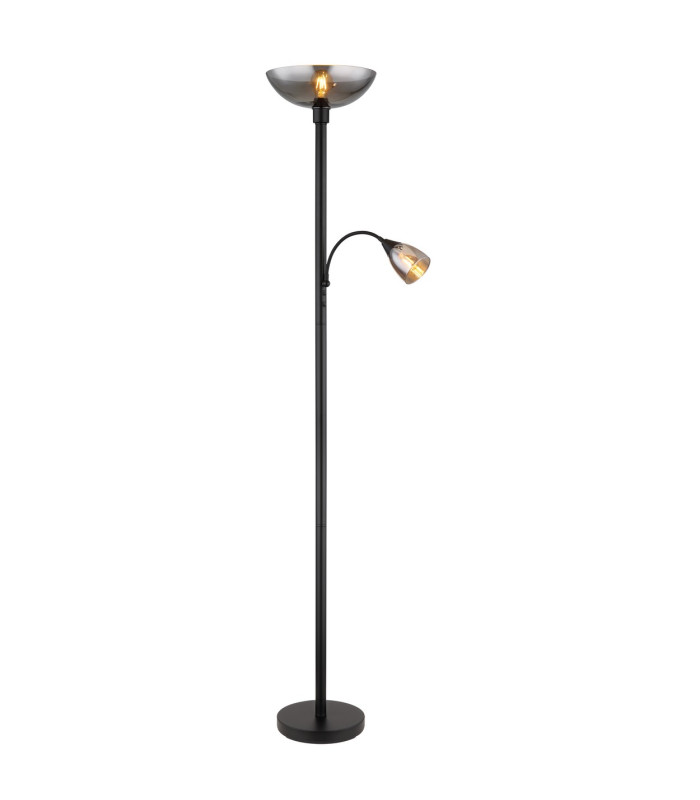 Blade Mother & Child Lamp Matt Black Smoke Glass Shade 1x E27-1