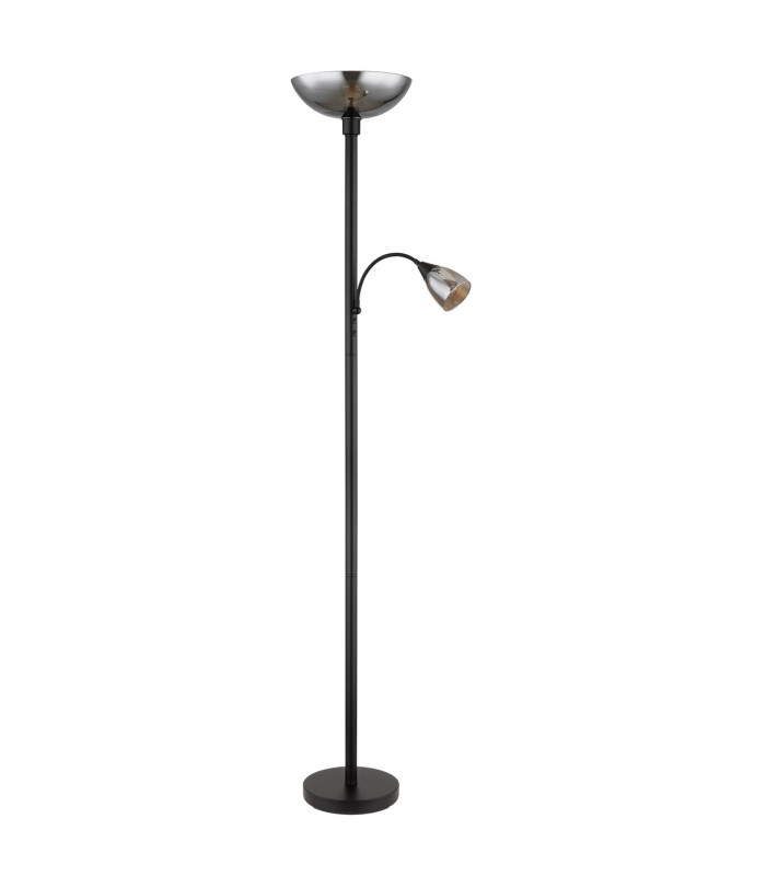 Blade Mother & Child Lamp Matt Black Smoke Glass Shade 1x E27-2