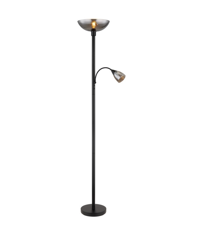 Blade Mother & Child Lamp Matt Black Smoke Glass Shade 1x E27-4