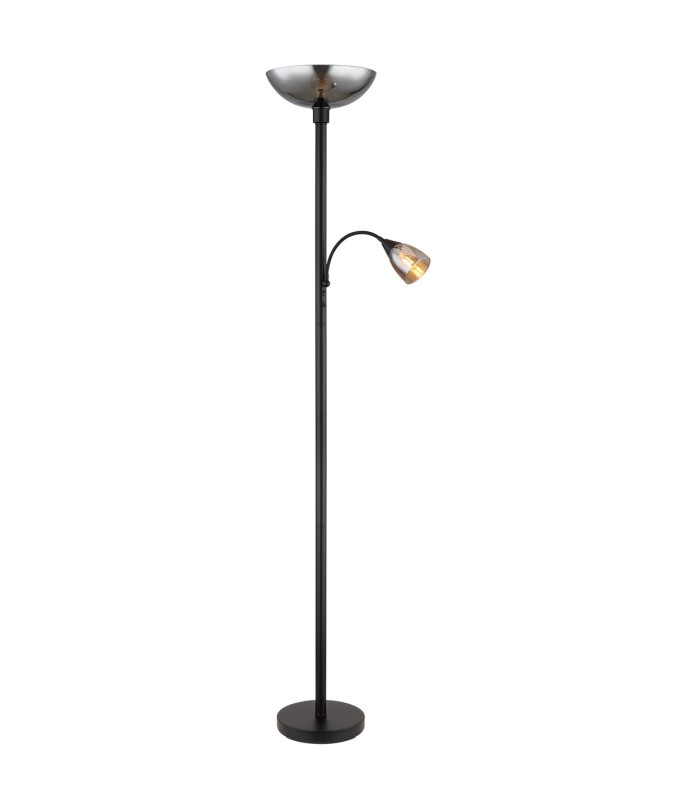 Blade Mother & Child Lamp Matt Black Smoke Glass Shade 1x E27-5