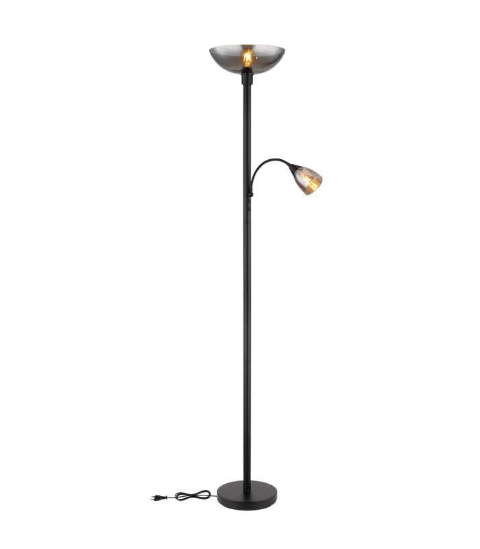 Blade Mother & Child Lamp Matt Black Smoke Glass Shade 1x E27-6