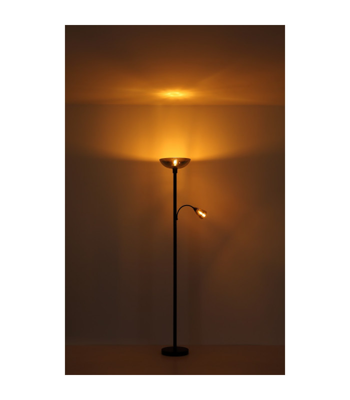 Blade Mother & Child Lamp Matt Black Smoke Glass Shade 1x E27-7