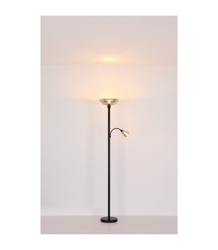 Blade Mother & Child Lamp Matt Black Smoke Glass Shade 1x E27-8