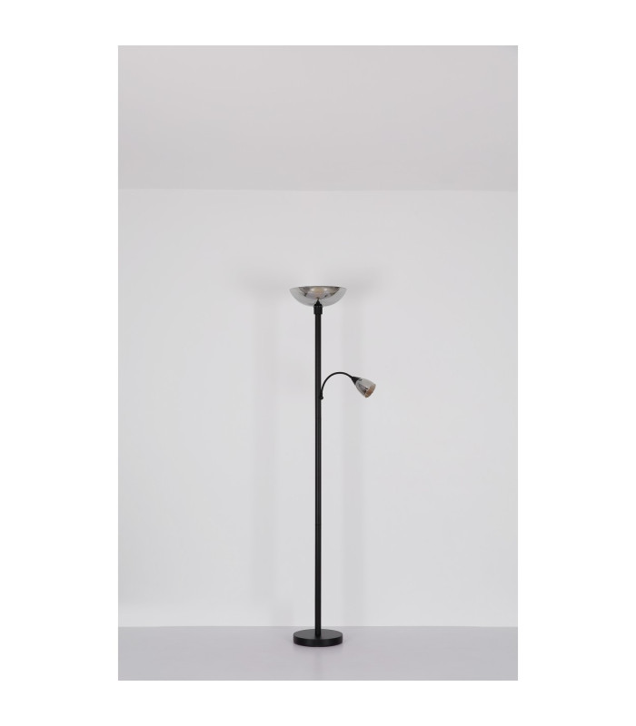 Blade Mother & Child Lamp Matt Black Smoke Glass Shade 1x E27-9