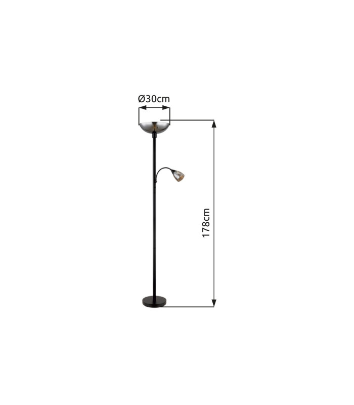 Blade Mother & Child Lamp Matt Black Smoke Glass Shade 1x E27-11
