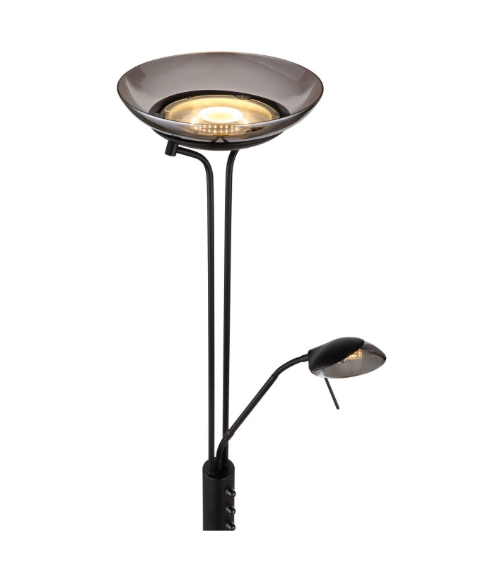 Merlinda Mother & Child Lamp Matt Black Smoke Glass Shade LED 3000K-3