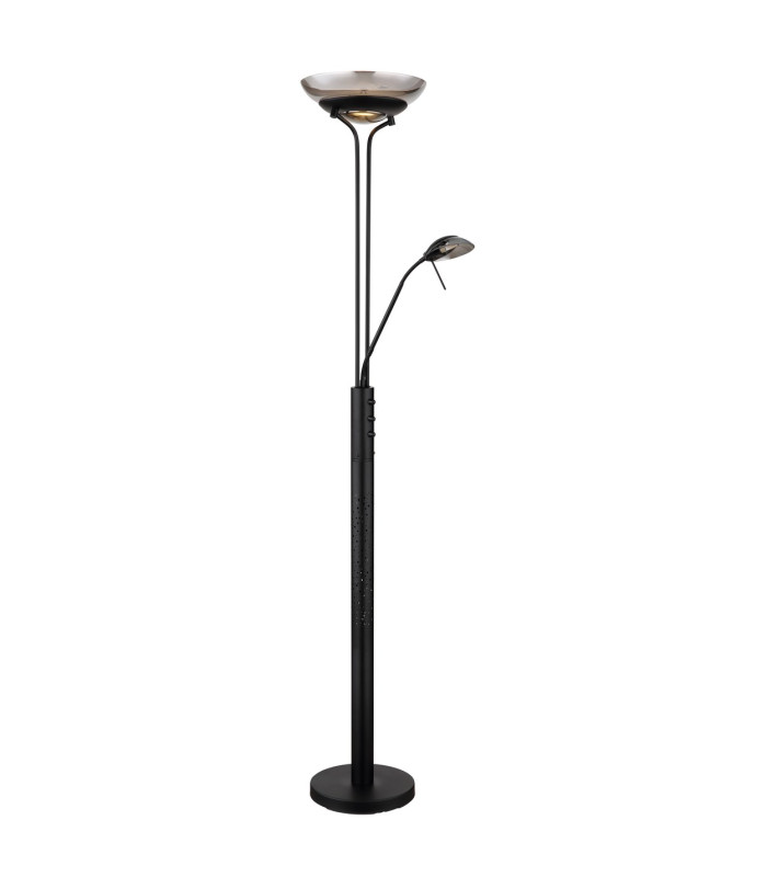 Merlinda Mother & Child Lamp Matt Black Smoke Glass Shade LED 3000K-5