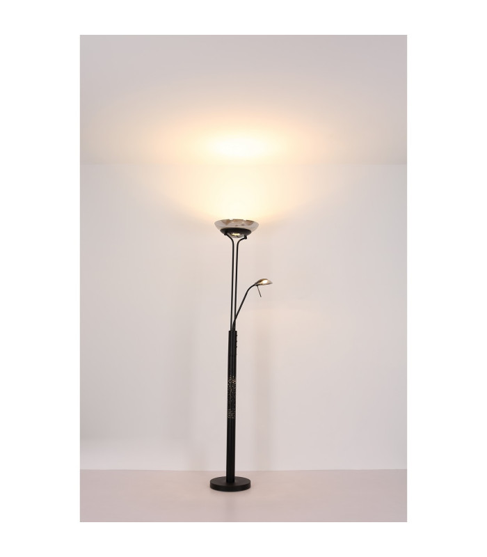 Merlinda Mother & Child Lamp Matt Black Smoke Glass Shade LED 3000K-9