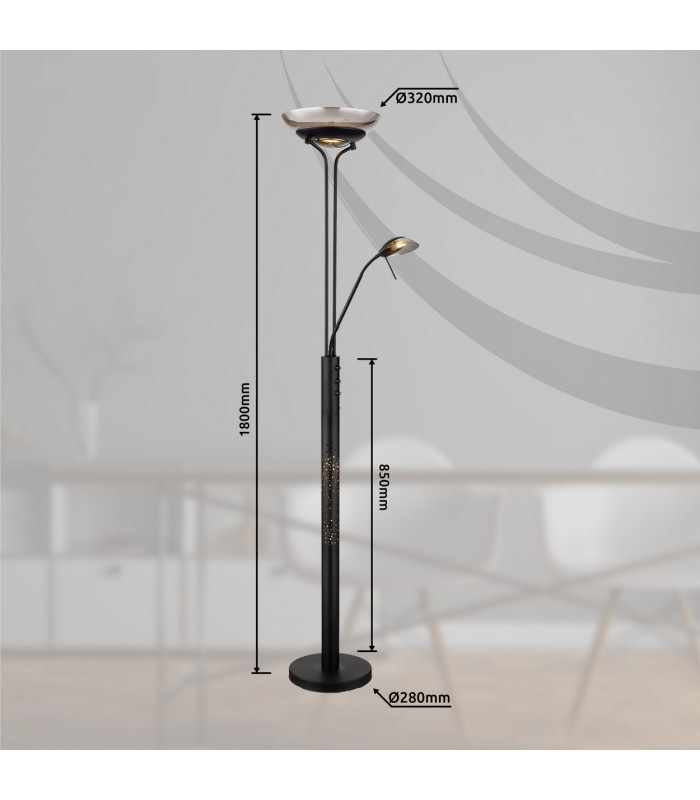 Merlinda Mother & Child Lamp Matt Black Smoke Glass Shade LED 3000K-12