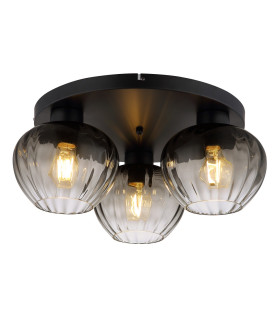 Toy Globe Ceiling Light Matt Black Smoke Glass Shade 3x E27-1
