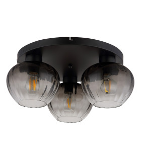 Toy Globe Ceiling Light Matt Black Smoke Glass Shade 3x E27-2