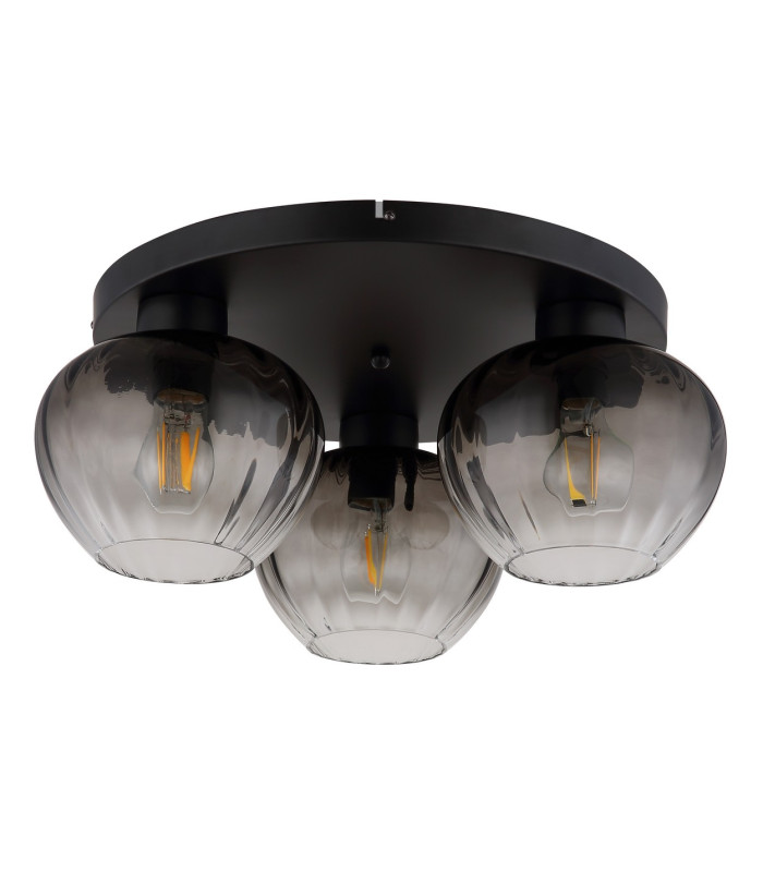 Toy Globe Ceiling Light Matt Black Smoke Glass Shade 3x E27-2