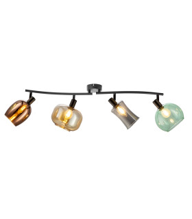 Telesto Ceiling Spotlight Bar Black Glass Shade 4x E14-1