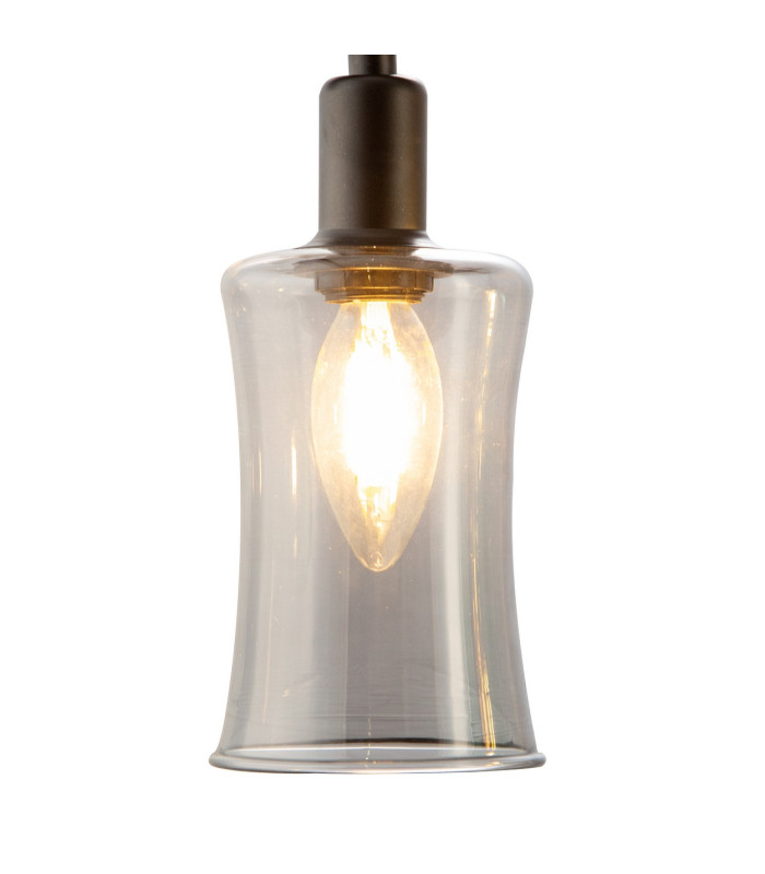 Telesto Ceiling Spotlight Bar Black Glass Shade 4x E14-3