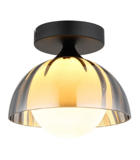 Eva Bowl Semi Flush Ceiling Light Matt Black Smoke Glass Shade 1x G9-1