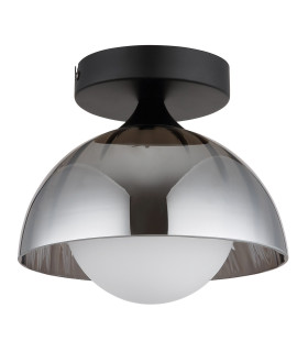Eva Bowl Semi Flush Ceiling Light Matt Black Smoke Glass Shade 1x G9-2