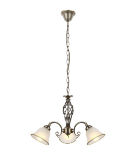 Odin Multi Arm Pendant Ceiling Light Old Brass Satined Glass Shade 3x E27-1