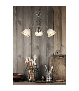 Odin Multi Arm Pendant Ceiling Light Old Brass Satined Glass Shade 3x E27-2