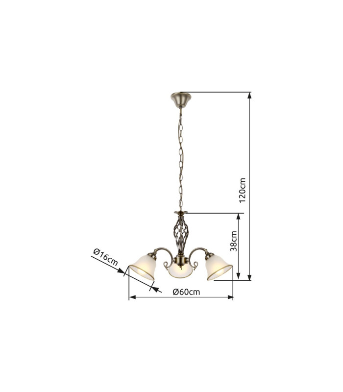 Odin Multi Arm Pendant Ceiling Light Old Brass Satined Glass Shade 3x E27-4