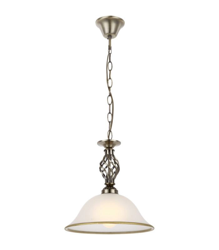Odin Dome Pendant Ceiling Light Old Brass Satined Glass Shade 1x E27-1