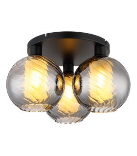 Ulf Shade Cluster Ceiling Light Matt Black Ball Smoke Glass Shade 3x E27-1