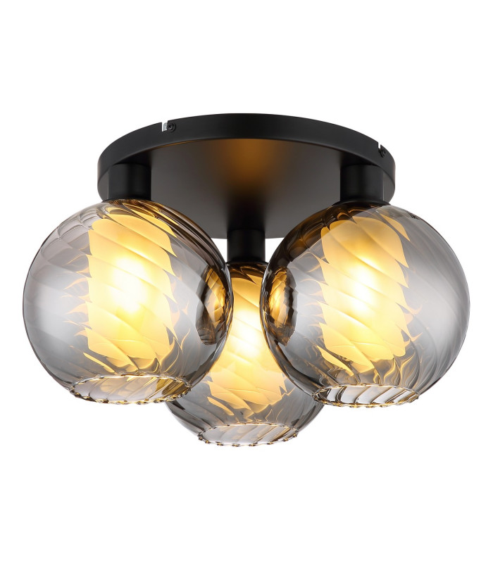 Ulf Shade Cluster Ceiling Light Matt Black Ball Smoke Glass Shade 3x E27-1