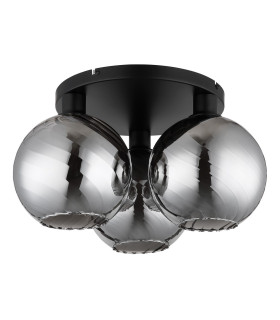 Ulf Shade Cluster Ceiling Light Matt Black Ball Smoke Glass Shade 3x E27-2
