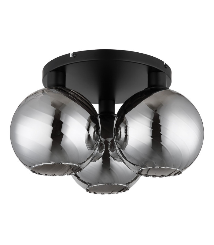 Ulf Shade Cluster Ceiling Light Matt Black Ball Smoke Glass Shade 3x E27-2