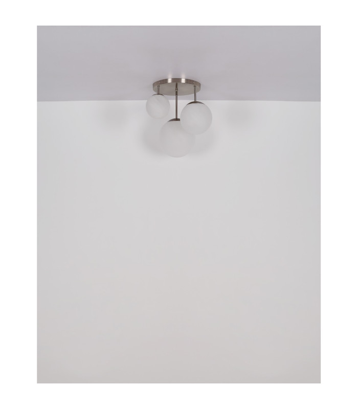 Kop Shade Cluster Ceiling Light Nickel Matt Balls Opal Alabaster Optic Glass Shade 3x E27-6