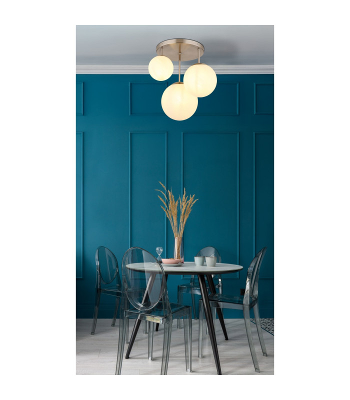 Kop Shade Cluster Ceiling Light Nickel Matt Balls Opal Alabaster Optic Glass Shade 3x E27-7