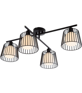 Priso Multi Arm Semi Flush Ceiling Lamp Matt Black Glass Shade 4x E14-1