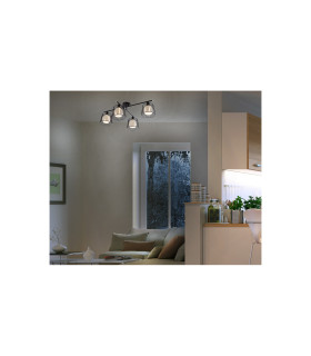 Priso Multi Arm Semi Flush Ceiling Lamp Matt Black Glass Shade 4x E14-2