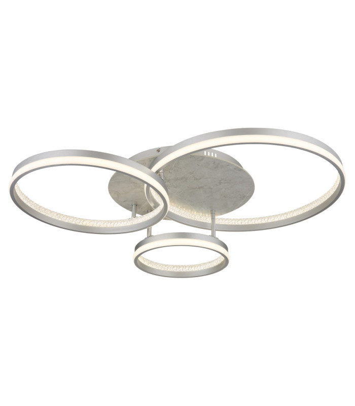 Mary 3 Ring Integrated LED Semi Flush Ceiling Light Silver Colored Matt 3x LED Dimmable 2700-6500K Remote Control Timer-1