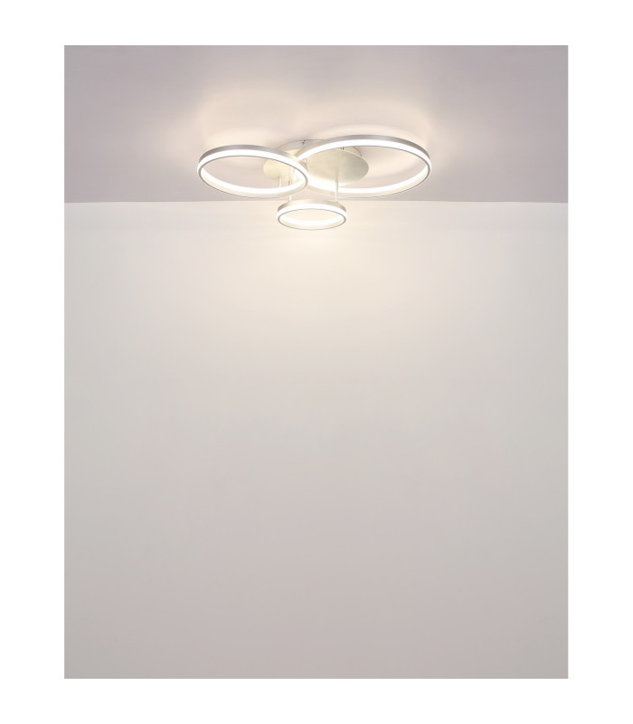 Mary 3 Ring Integrated LED Semi Flush Ceiling Light Silver Colored Matt 3x LED Dimmable 2700-6500K Remote Control Timer-7