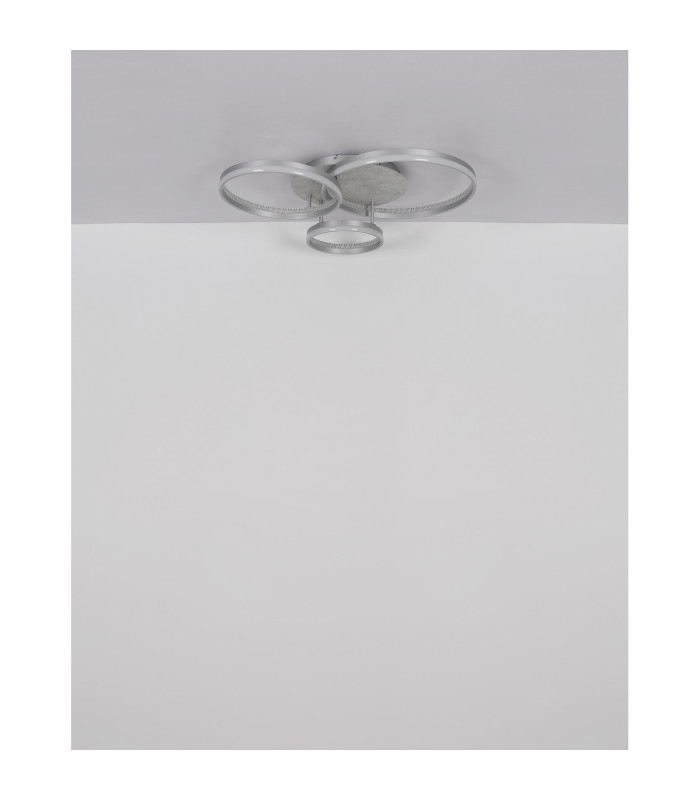Mary 3 Ring Integrated LED Semi Flush Ceiling Light Silver Colored Matt 3x LED Dimmable 2700-6500K Remote Control Timer-8