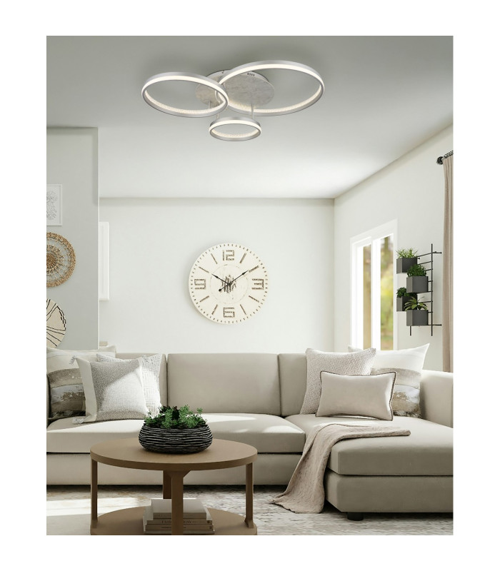 Mary 3 Ring Integrated LED Semi Flush Ceiling Light Silver Colored Matt 3x LED Dimmable 2700-6500K Remote Control Timer-10