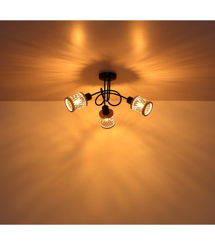 Mali Multi Arm Semi Flush Ceiling Lamp Matt Black 3x E14-5