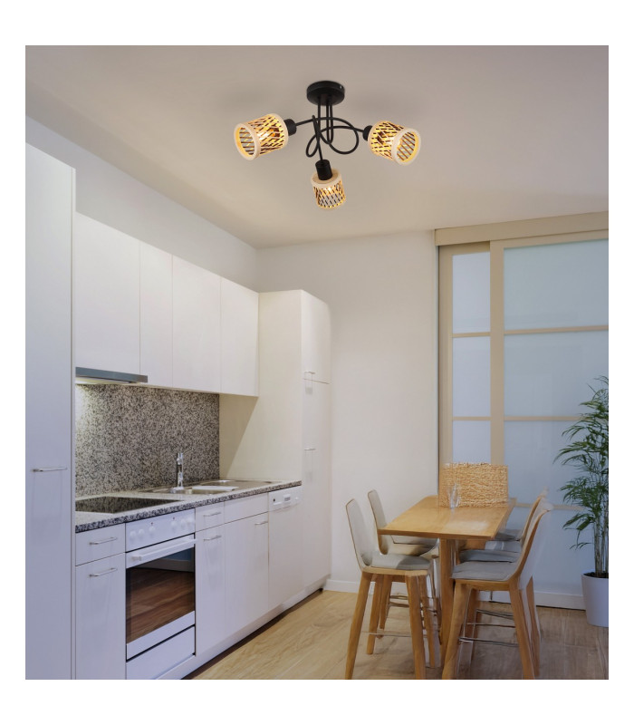 Mali Multi Arm Semi Flush Ceiling Lamp Matt Black 3x E14-6