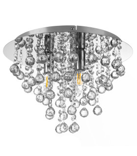 London 38cm Ceiling Light Chrome Acrylic Crystal Clear 3x E14-1