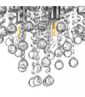 London 38cm Ceiling Light Chrome Acrylic Crystal Clear 3x E14-2