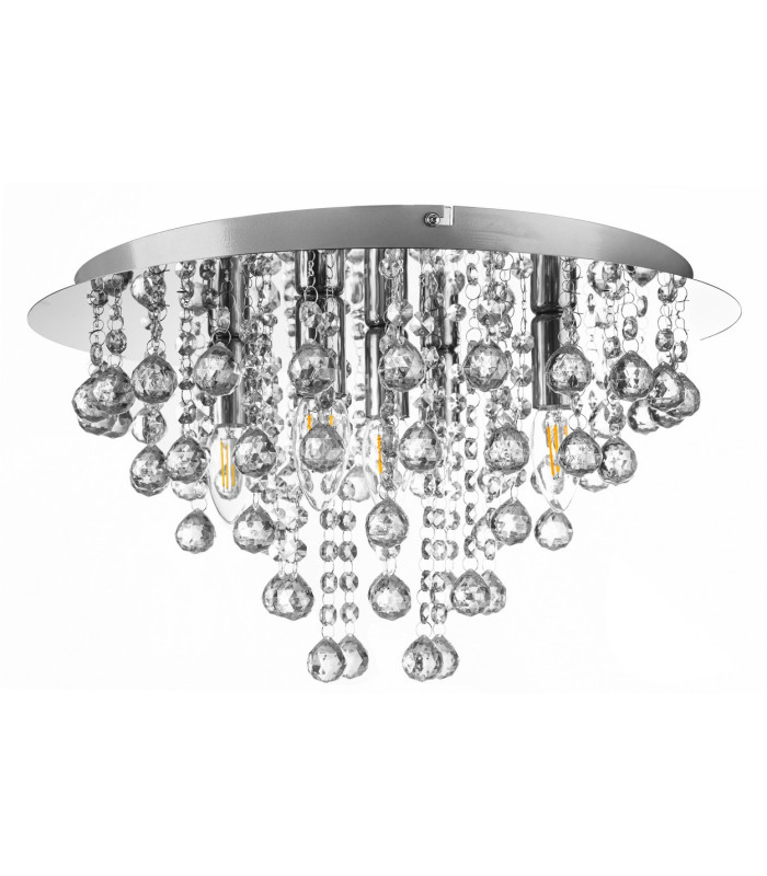 London 46cm Ceiling Light Chrome Acrylic Crystal Clear 5x E14-1