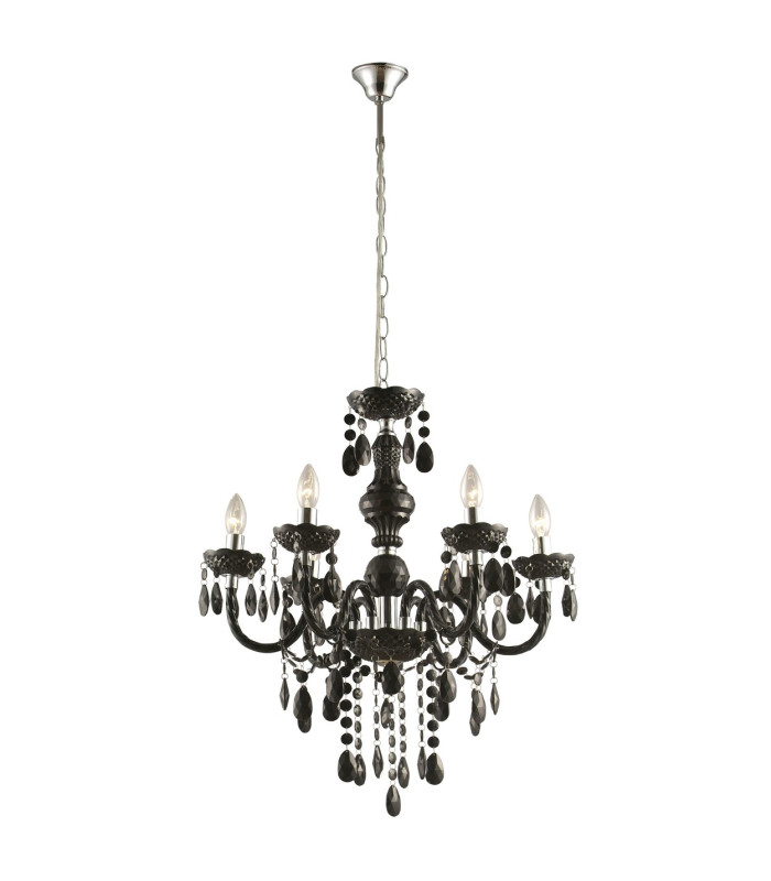 Cuimbra I Black Chandelier Chrome Candle 6x E14-1
