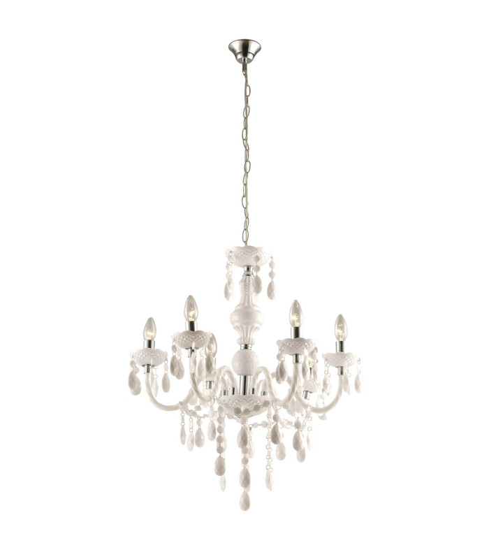 Cuimbra I White Chandelier Chrome Candle 6x E14-1