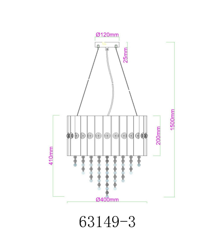 Eleos Pendant Ceiling Light Matt Black 3x E27-9