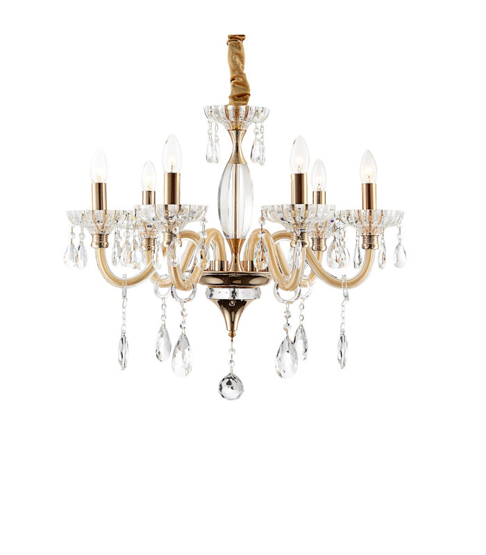 Melissa Pendant Ceiling Light Gold Colors Clear Glass Shade 6x E14-3
